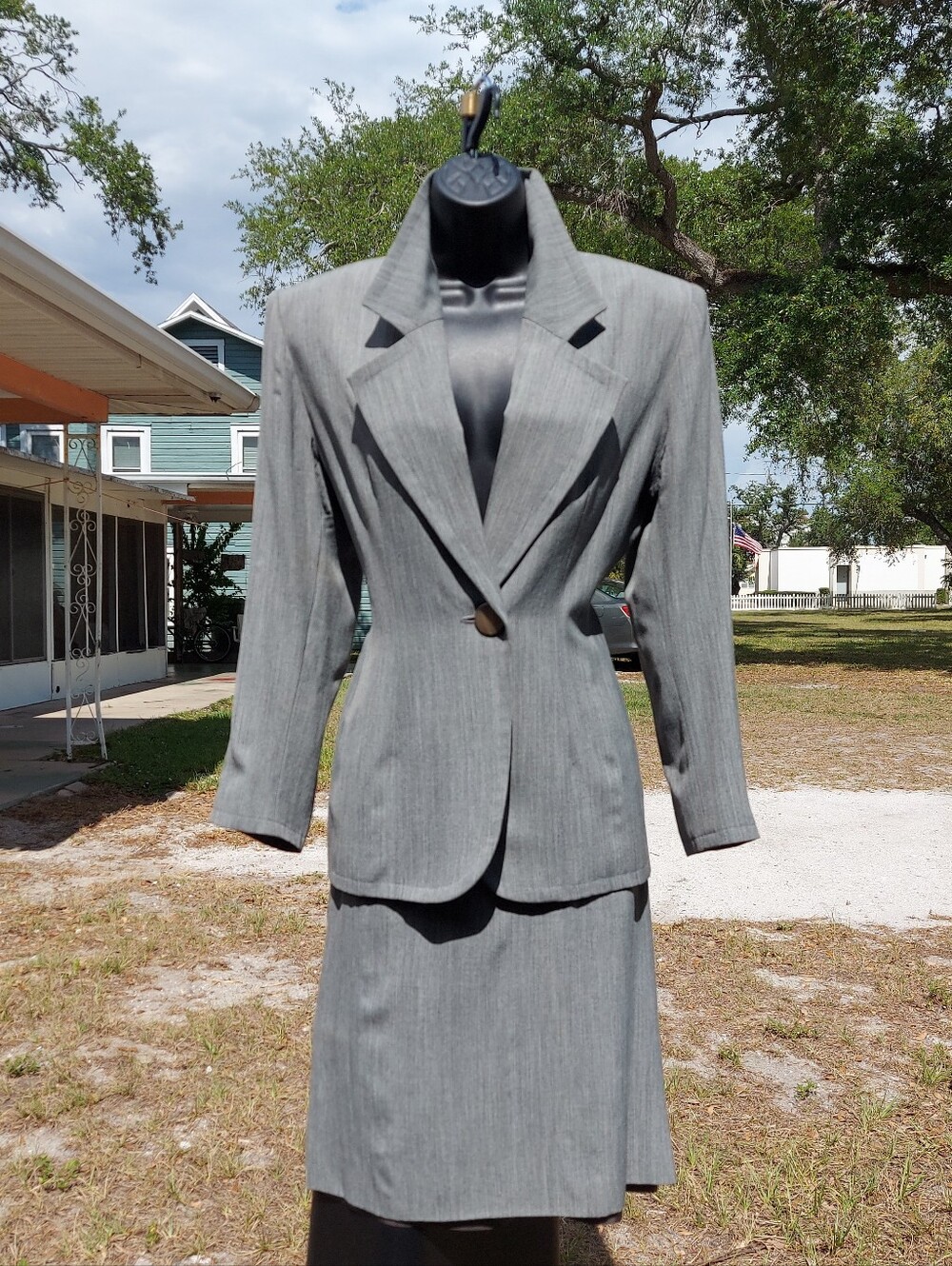 Givenchy Couture Two-Piece Skirt Suit Vintage Grey size M